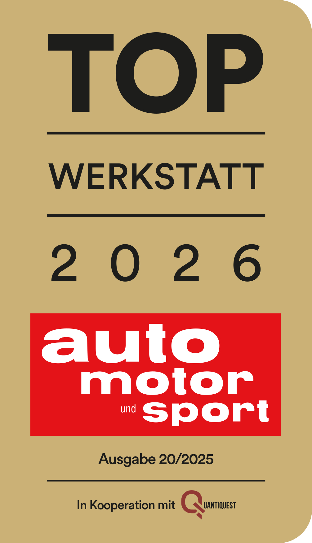 Auszeichnung TOP Werkstatt 2026 – auto motor und sport